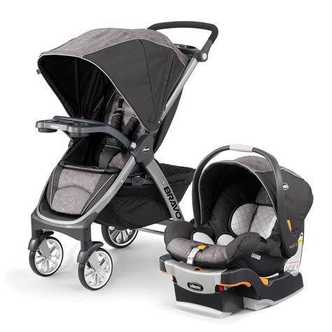 Bravo trio travel system - This model transforms to offer 3 modes of use: baby seat adaptability, a travel system, and a full stroller. The Bravo model includes a free car seat adapter and offers a full stroller mode, but lacks the middle option of the travel system for children who are too big for a car seat, but not quite able enough for a full stroller setup.